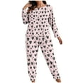 thumbnail image 1 of 2 Piece Set for Women Plus Size Loungewear Sleepwear Outfits Soft Pajamas Long Sleeve Top and Jogger Pant Pjs Sets (4XL, Red), 1 of 6