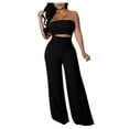thumbnail image 1 of 2 Piece Set for Women Wide Leg Pant with Sleeveless Strapless Tube Top Summer Casual 2PCS Outfits, 1 of 6