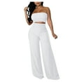 thumbnail image 1 of 2 Piece Set for Women Wide Leg Pant with Sleeveless Strapless Tube Top Summer Casual 2PCS Outfits, 1 of 6
