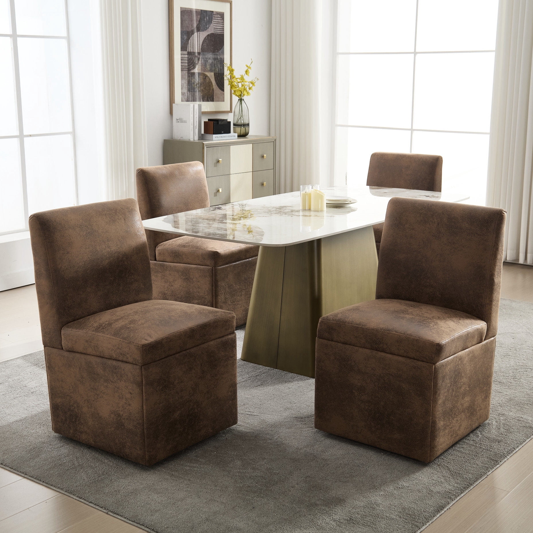Photo inspiration: Picture Idea: 2 Piece Set Of 360 Degree Swivel Upholstered Dining Chairs