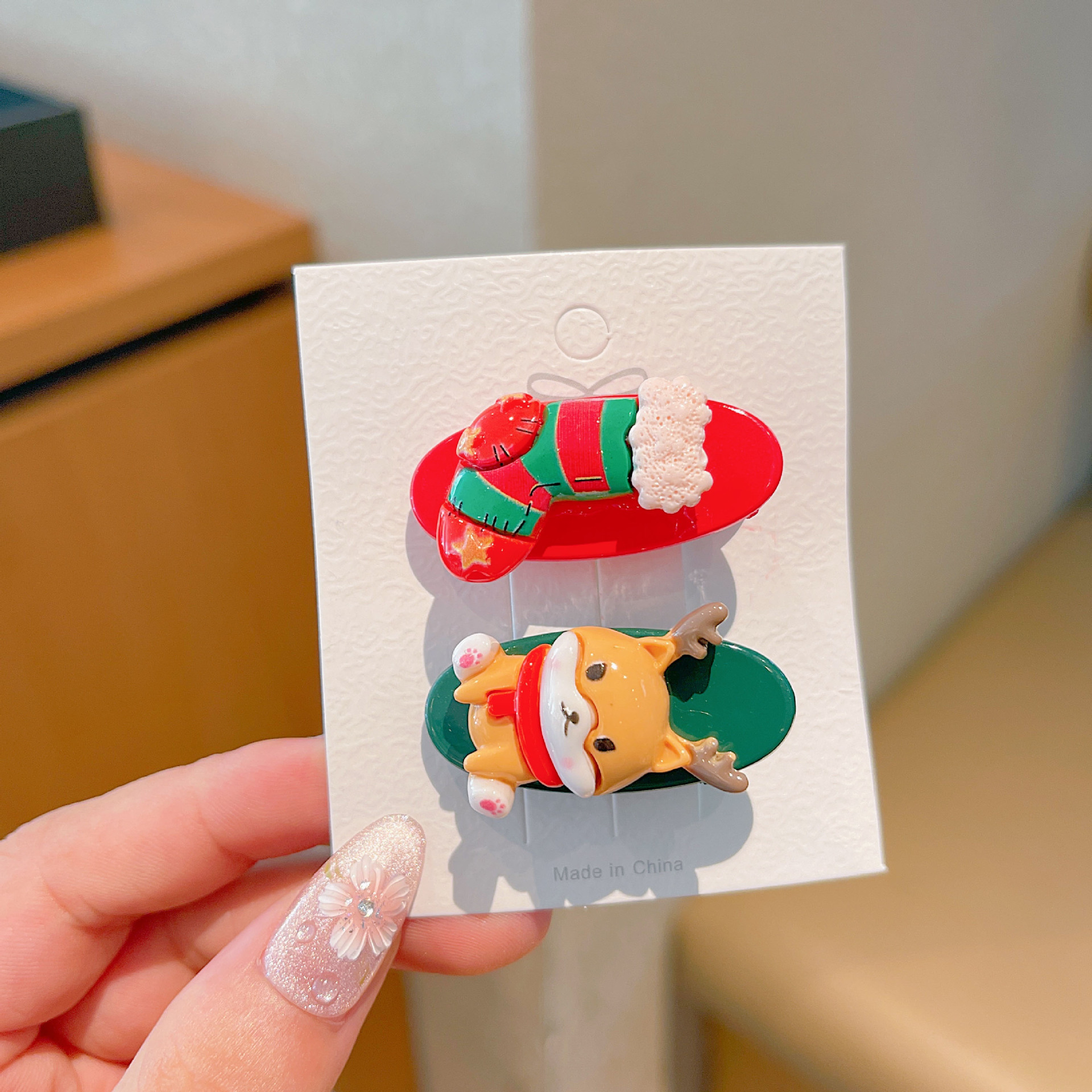 2Piece Set of Cute Christmas Hair Clips for Women Featuring Festive