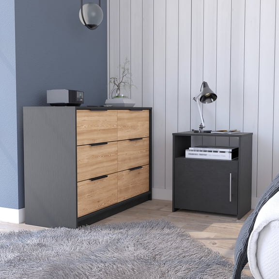 2 Piece Set with Clear Assembly Steps, Black Hue / Pleasant DIY Bedroom Assembly