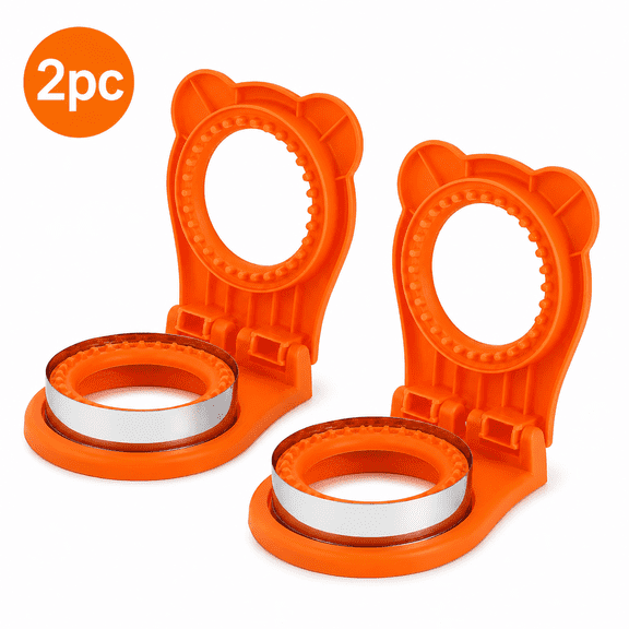 2-Piece SetRound Sandwich Cutter and Sealer, Full Hand Guard Pocket Sandwich Maker Mold with Comfort Handle, DIY Crust Cutter Press for Stuffed Bread, Lunch Prep, Cookies and Snacks