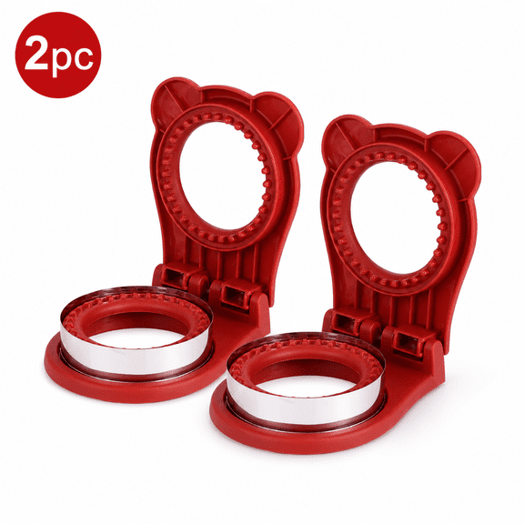 2-Piece SetRound Sandwich Cutter and Sealer, Full Hand Guard Pocket Sandwich Maker Mold with Comfort Handle, DIY Crust Cutter Press for Stuffed Bread, Lunch Prep, Cookies and Snacks