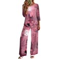thumbnail image 1 of 2 Piece Sets For Women 3/4 Sleeve Halloween Fashion Clothing & Wide Leg Pants Womens Halloween Print Casual Fall Airport Travel Outfits, 1 of 5