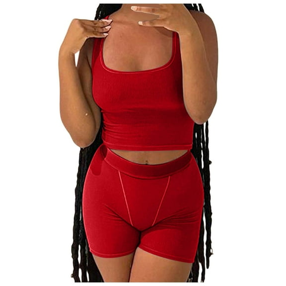 2 Piece Sets For Women Matching Workout Set Cropped Tank Tops And High Waist Yoga Leggings Active Wear