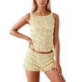 thumbnail image 1 of 2 Piece Sets For Women Ribbed Sleeveless Crop Top and Shorts Casual Two Piece Summer Beach Outfit Set, 1 of 4