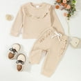 thumbnail image 1 of 2 Piece Sets for Girls Fall New Children and Girls Solid Color Lace Splicing Hoodie Long Pants Two Piece Set Long Sleeve Round Neck Tops/Shirt Set Style B-27 Khaki 70, 1 of 9