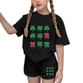 thumbnail image 1 of 2 Piece Sets for Girls Size 6 Summer Sets for Girls Children's St. Patrick's Day Printed Short Sleeve Round-Neck Shirts Two-Piece Set for Kids（4-16 Years）, 1 of 6