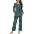 thumbnail image 1 of 2 Piece Sets for Plus Size Women Fall Two Piece Pants Outfits for Women Womenfashionable And Casual Loose Printed Round Neck Button Up Long Sleeved Pants Pajama Set, 1 of 7