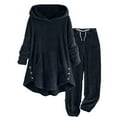 thumbnail image 1 of 2 Piece Sets for Plus Size Women Fall Two Piece Sets for Women Fall Pants And Winter Plush And Plush Warm Hoodie 2-piece Set Solid Color Set Long Sleeve Hoodie Set, 1 of 6