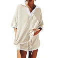 thumbnail image 1 of 2 Piece Sets Striped Casual V Neck Sleepwear Set Women Loungewear Soft Comfortable Home Outfit, 1 of 6