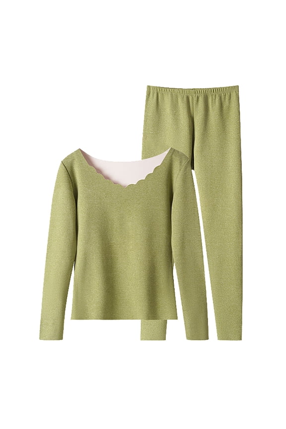 2 Piece Sets Thermal Underwear for Women Long Johns Ultra Warm Fleece Lined Athletic Base Layer Tops & Bottom Pajama Autumn And Winter Warm Coat Plus Thickened Wool Self Heating Thermal Underwear Lon