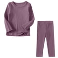 thumbnail image 1 of 2 Piece Sets for Toddler Girls New Toddler Kids Boys Girls Fashion Cute Solid Color Soft Long Sleeve Tops Pants Home Wear Suit Style B-24 Wine 6 Months, 1 of 5