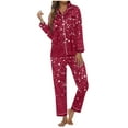 thumbnail image 1 of 2 Piece Sets for Women â Button Pajama Sets for Nursing, Postpartum or Home Lounging Comfort Women's Christmas Printed Button Pocket Long Sleeved Pants Home Sleepwear Set, 1 of 4