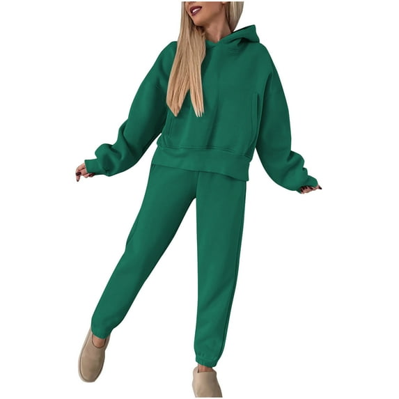 2 Piece Sets for Women Casual Spring Two Piece Pants Outfits for Women Fall Women's Solid Color Comfortable Casual Fashion Temperament With Hoodie Hoodie Pants Two-piece Suit