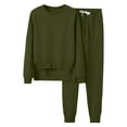 thumbnail image 1 of 2 Piece Sets for Women Fall Plus Size Casual Drawstring Loose Long Sleeve Sweatshirt Outfits Crew Neck Sweatpant Tracksuit Fall Irregular Hem Tops And Long Pants Set Suits 2 Piece, 1 of 4