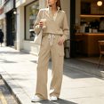 thumbnail image 1 of 2 Piece Sets for Women Fashion Lounge Sets for Women Soft Causal Fall Clothes for Women Button Snap Mock Sweatshirt and Wide Leg Pant Sweatsuit Tracksuit M, 1 of 4