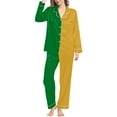 thumbnail image 1 of 2 Piece Sets for Women – Satin Pajama Long Sleeve Button Up Cooling Pajamas Nursing Friendly Sleepwear Womens Autumn Winter Prints Pants Soft Comfy Night Wear V Neck Loungewear Cute Two, 1 of 7