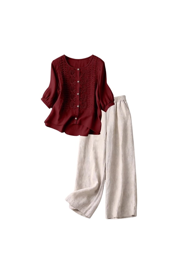 2 Piece Sets For Women Summer Womens Two Piece Sets Embroidered Two Piece Set Vacation Sets For Women Embroidered Two Piece Set For Women Pant Suits For Women Cute Womens Summer Clothes