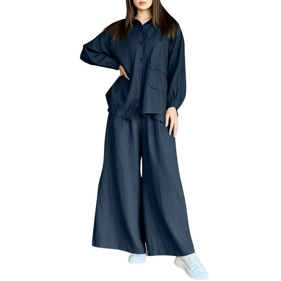 2 Piece Sets for Women Two Piece Sets Plus Size Women Work Women‘s Solid Color V-neck+Pants Set Casual Home Two-piece Set Long Sleeved V-neck Pajamas Set