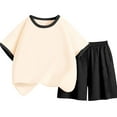 thumbnail image 1 of 2 Piece Sets for Girl Fashion Crewneck Short Sleeve Casual T Shirts and Shorts Girls Summer Outfits Size 3-14, 1 of 5