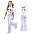 thumbnail image 1 of 2 Piece Sets for Girls Short Sleeve Bow T-Shirt Top and Flared Pants Sets Summer Clothes Girls Outfits Size 12-13 Years, 1 of 5