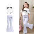 thumbnail image 1 of 2 Piece Sets for Girls Short Sleeve Letter Print T-Shirt Top and Flared Pants Set Spring Clothes Outfits for Girls 8-9 Years, 1 of 5