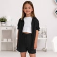thumbnail image 1 of 2 Piece Sets for Girls Summer Lounge Set Kids Oversized Button Down Short Sleeve Shirt Matching Shorts Vacation Outfits (Black, 7-8 Years), 1 of 4