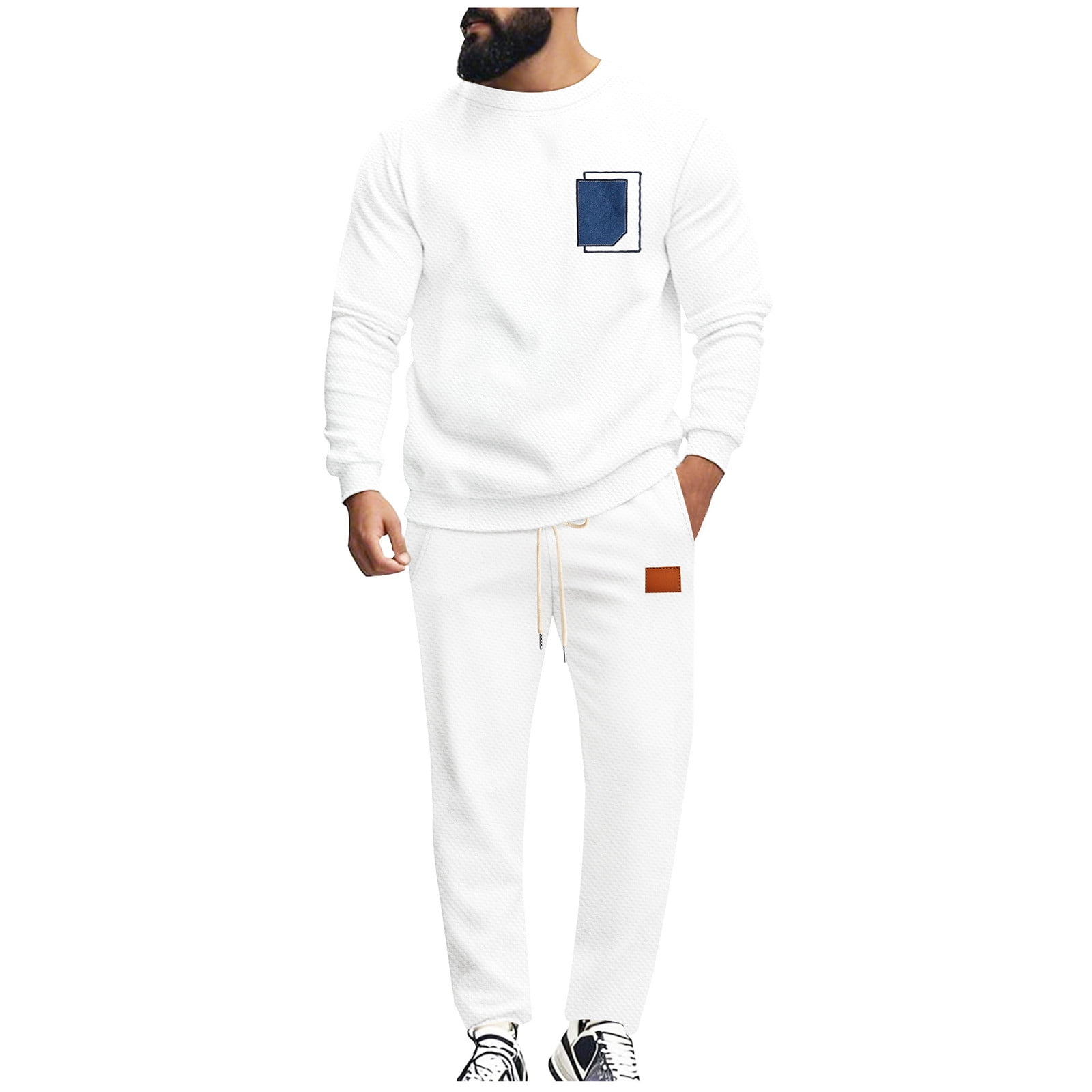 2 Piece Sets for Men Long Sleeve Crewneck Sweatshirt and Sweatpants ...