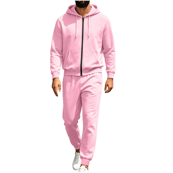 2 Piece Sets for Men Long Sleeve Zip Up Hoodie Jacket and Jogger Pants Matching Sets Fall Winter Vacation Travel Lounge Outfits