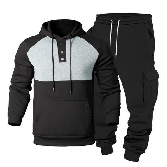 2 Piece Sets for Men Solid Half Zip Stand Collar Corduroy Cargo Pants Set Outdoor Casual Two Piece Tracksuit