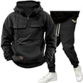 thumbnail image 1 of 2 Piece Sets for Men Zip Front Hooded Pullover and Cargo Pants Set Solid Casual Two Piece Tracksuit, 1 of 4