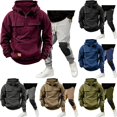 thumbnail image 1 of 2 Piece Sets for Men Zip Front Hooded Pullover and Cargo Pants Set Solid Casual Two Piece Tracksuit, 1 of 5