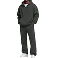 thumbnail image 1 of 2 Piece Sets for Mens 1/4 Zip Sweatsuit Hoodie Tracksuit Jogger with Pocket Drawstring Waist Sweatpants Fall Winter Matching Set, 1 of 4