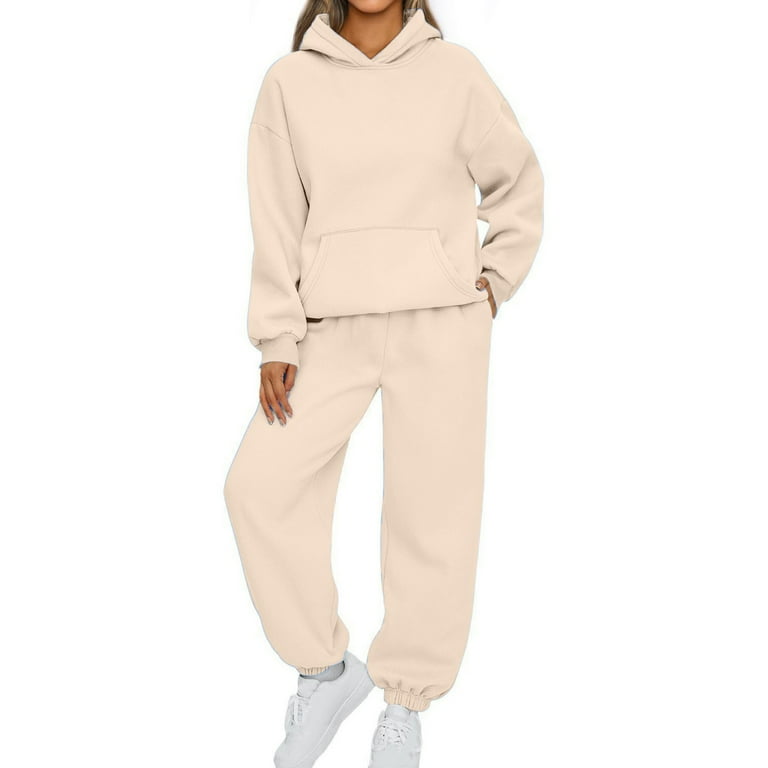 2 Piece Sets for Women 2024 Fall Winter Outfits Pullover Sweatsuit Oversized Sweatshirt Wide Leg Sweatpants Matching Set Tracksuit Walmart