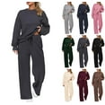 thumbnail image 1 of 2 Piece Sets for Women Casual Outfits Long Sleeve Sweatshirt Wide Leg Sweatpant Sweatsuit Loungewear Set Tracksuit Dark Gray M, 1 of 6
