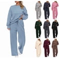 thumbnail image 1 of 2 Piece Sets for Women Casual Outfits Long Sleeve Sweatshirt Wide Leg Sweatpant Sweatsuit Loungewear Set Tracksuit Sky Blue XL, 1 of 6