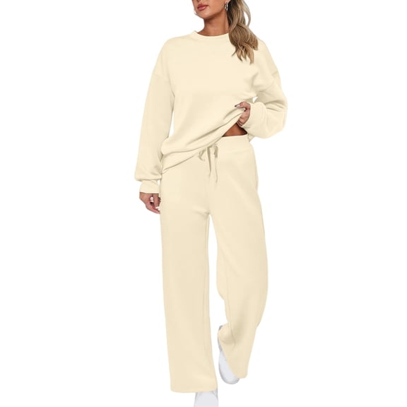 2 Piece Sets for Women Casual Outfits Sweatsuit Long Sleeve Sweatshirt Wide Leg Sweatpant Loungewear Set Tracksuit