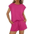 thumbnail image 1 of 2 Piece Sets for Women Casual Summer Rose Red L, 1 of 8