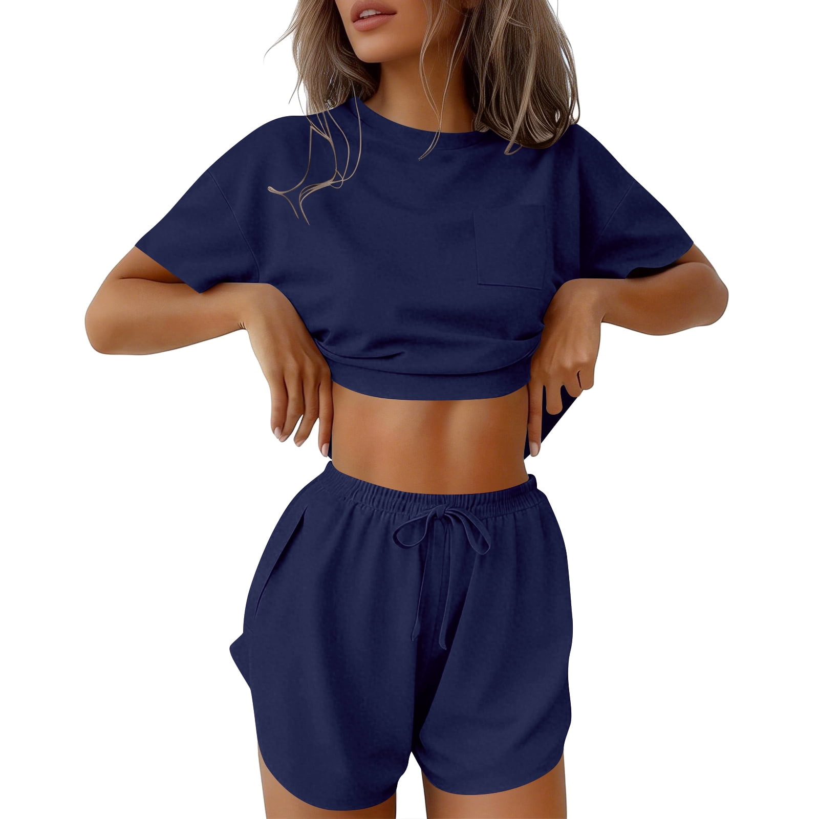 2 Piece Sets for Women Casual Summer Travel Vacation Outfits Cap Sleeve ...