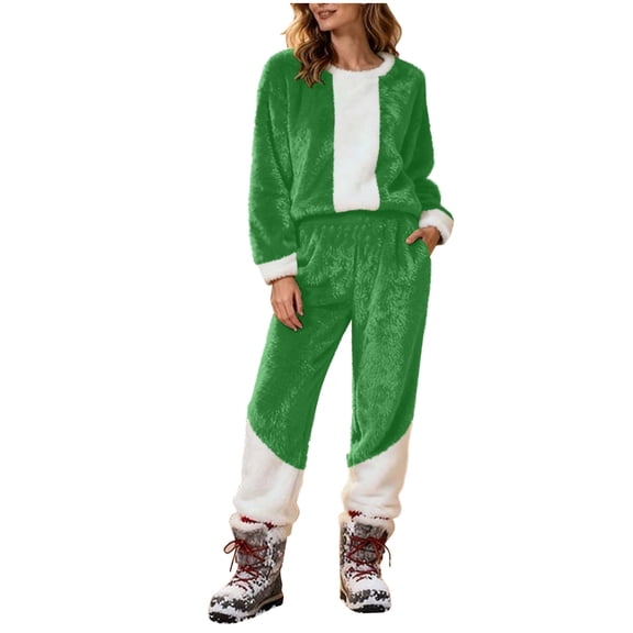 2 Piece Sets for Women Color Block Crewneck Tops Long Pants Shrepa Lounge Sets Fall Winter Track Suits with Pockets Sky Blue S