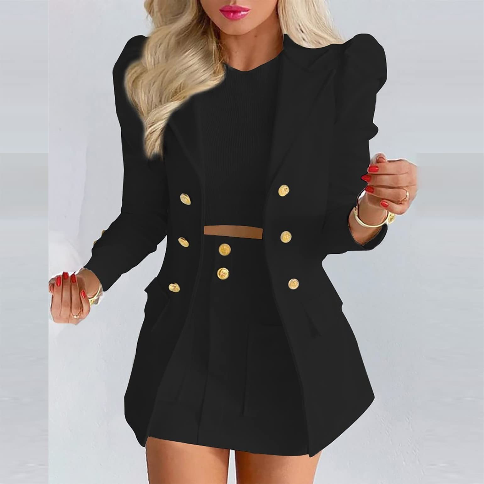 Full Sleeves Blazer, Single Breasted Lady Jacket and Mini Skirt Set main image 0