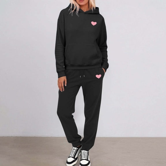 2 Piece Sets for Women Fall - Long Sleeve Hoodie With Jogger Pants Set Matching Sets Women Clothing Womens Activewear Sets