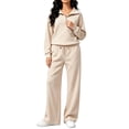 thumbnail image 1 of 2 Piece Sets for Women Fall Outfits Loose Sweatshirt Wide Leg Sweatpants Matching Set Tracksuit Long Sleeve Half Zip Sweatsuit Matching Set, 1 of 4