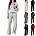 thumbnail image 1 of 2 Piece Sets for Women Fall Outfits Loose Sweatshirt Wide Leg Sweatpants Matching Set Tracksuit Long Sleeve Half Zip Sweatsuit Matching Set, 1 of 5