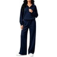 thumbnail image 1 of 2 Piece Sets for Women Fall Outfits Loose Sweatshirt Wide Leg Sweatpants Matching Set Tracksuit Long Sleeve Half Zip Sweatsuit Matching Set, 1 of 3