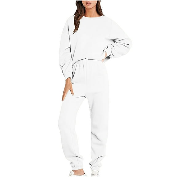 2 Piece Sets for Women Fall Plus Size Casual Color Oversized Sleeve Sets Casual Tops And Pants 2 Piece Outfits Sweatsuit
