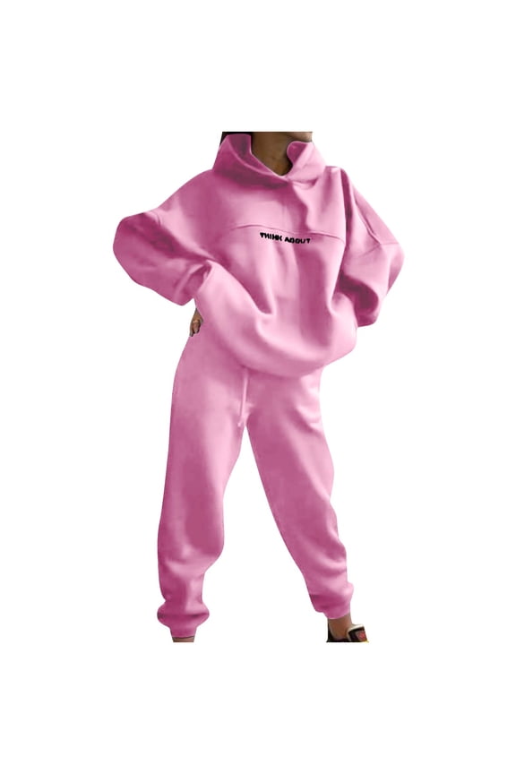 2 Piece Sets for Women Fall Plus Size Comfortable Casual New Hooded Pocket Sweater Set Two Piece Set