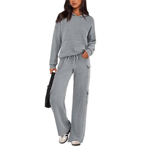 2 Piece Sets for Women Fall Sweatsuits Outfits Lounge Matching Hoodie Set Travel Winter Clothes Gray XXL